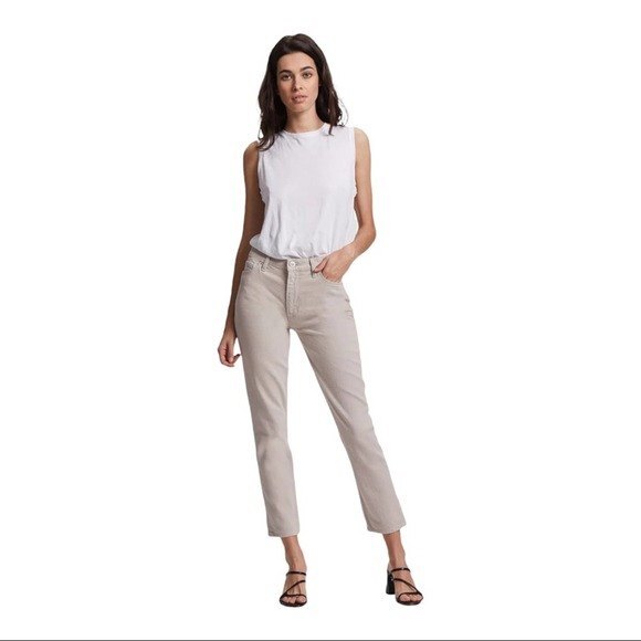 NEW Hudson Ivory Barbara High Rise Crop Straight Jeans 30 Size 10 - Picture 1 of 11